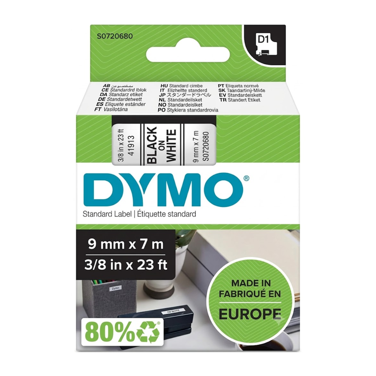 DYMO TAPE 9MMX7M WHITE D1 DYSO720680