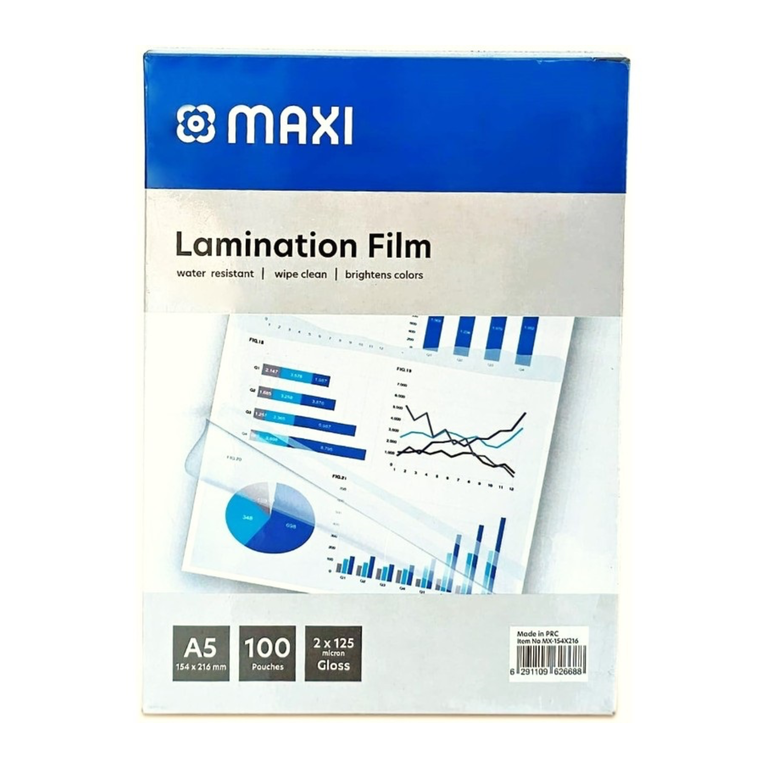 MAXI LAMINATION FILM A5 SIZE - 154 X 216MM 125MIC PKT OF 100PC MX-154X216